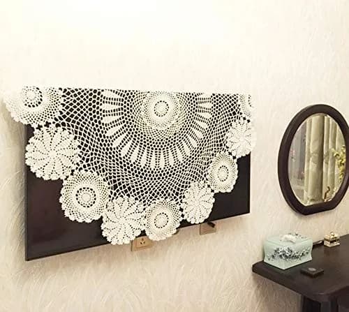 Hetao Handmade Crochet Round Tablecloth Doilies Lace Table Covers Beige 35 Inch | Elegant Lace Design for Home & Weddings thumbnail 4