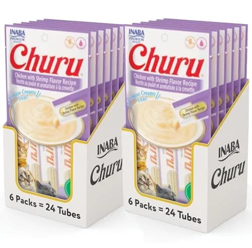INABA Churu Cat Treats Chicken with Shrimp Recipe Lickable Purée, 0.5 oz Tubes (Pack of 48) thumbnail 1