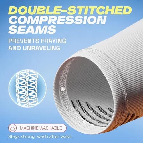 Rymora Calf Compression Sleeves for Men & Women (Pair) White Large | Graduated Compression for Shin Splints & Recovery thumbnail 7