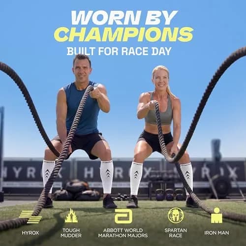 Rymora Calf Compression Sleeves for Men & Women (Pair) White Large | Graduated Compression for Shin Splints & Recovery thumbnail 3