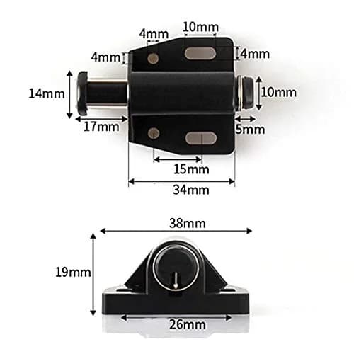 YuanhuaRongsheng Magnetic Touch Lock 12pcs | Heavy Duty Black Cabinet Catch with Push to Open (46x38x19mm) thumbnail 2