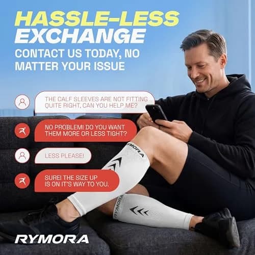 Rymora Calf Compression Sleeves for Men & Women (Pair) White XL | Graduated Support for Running & Shin Splints thumbnail 9