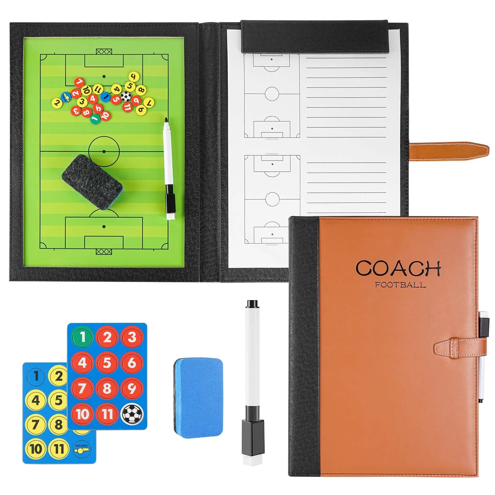 Pure Vie Portable Magnetic Soccer Coaching Board Football Tactics Clipboard 49cm x 32cm | Strategy Tool for Coaches
