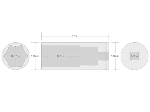 TEKTON 3/8 Inch Drive x 11/16 Inch 6-Point Deep Socket | SHD13017 | 17.46 mm (11/16 Inch) thumbnail 6