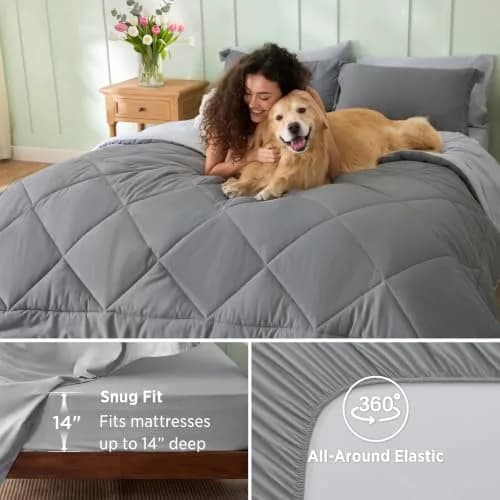 Bedsure Queen Bed in a Bag Reversible Comforter Set 7 Pieces | All-Season Microfiber Bedding thumbnail 4