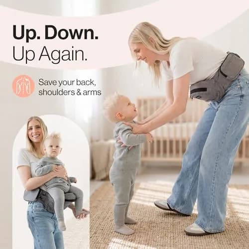 TushBaby Original Hip Seat Baby Carrier Grey | Ergonomic Support for Babies & Toddlers up to 20.4 kg (45 lbs) thumbnail 2