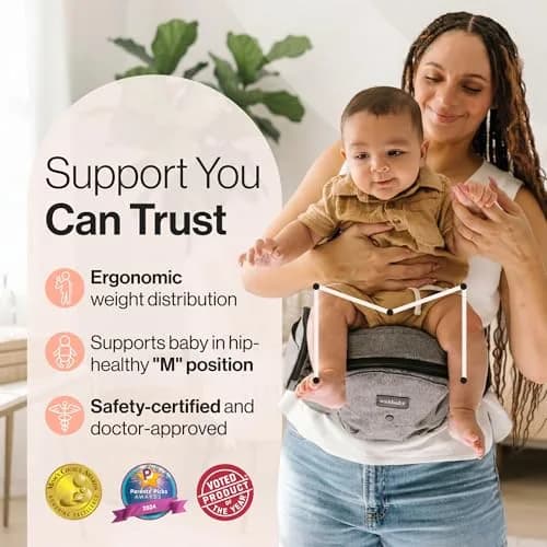 TushBaby Original Hip Seat Baby Carrier Grey | Ergonomic Support for Babies & Toddlers up to 20.4 kg (45 lbs) thumbnail 3