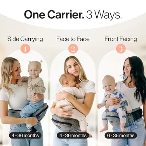 TushBaby Original Hip Seat Baby Carrier Grey | Ergonomic Support for Babies & Toddlers up to 20.4 kg (45 lbs) thumbnail 4