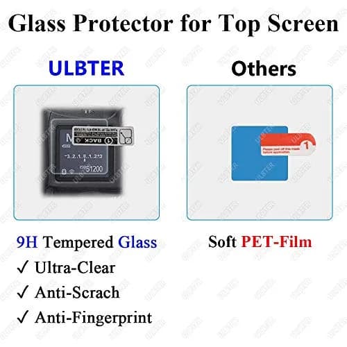 ULBTER 9H Tempered Glass Screen Protector for Canon EOS R LCD & Top Screen (2+2 Pack) thumbnail 3