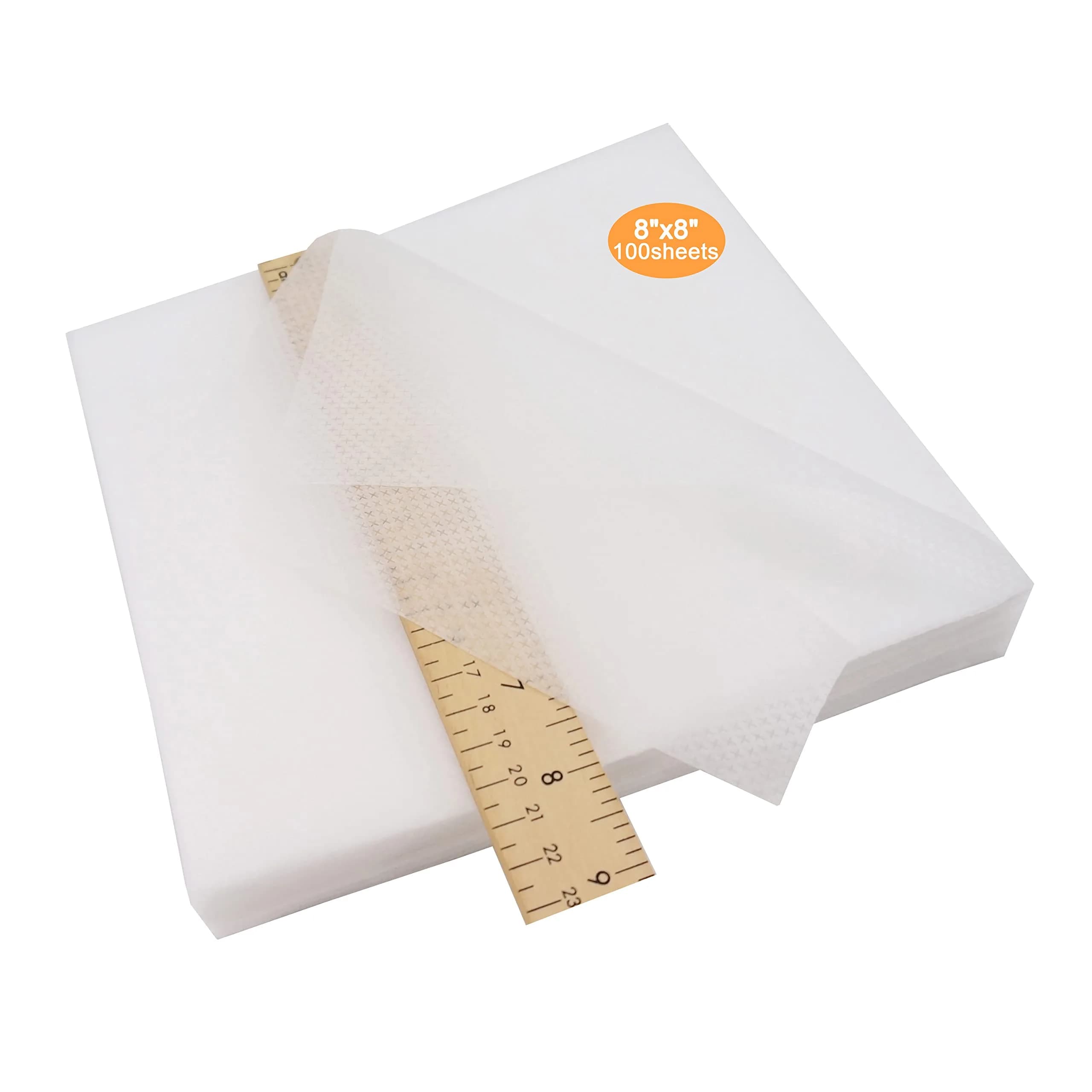 New brothread No Show Mesh Embroidery Stabilizer 8"x8" - 100 Precut Sheets | Lightweight, Sheer, Permanent Support for Stretchy Knits