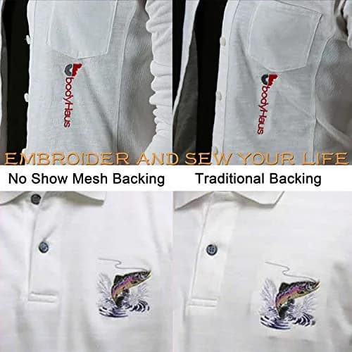 New brothread No Show Mesh Embroidery Stabilizer 8"x8" - 100 Precut Sheets | Lightweight, Sheer, Permanent Support for Stretchy Knits thumbnail 5