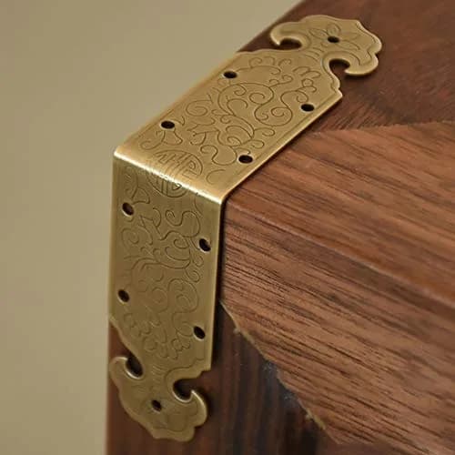Tiazza Vintage Style Antique Brass Embossing Decorative Corner Protectors 2"x2"x1" (50x50x25mm) | Reinforce & Decorate Furniture thumbnail 7