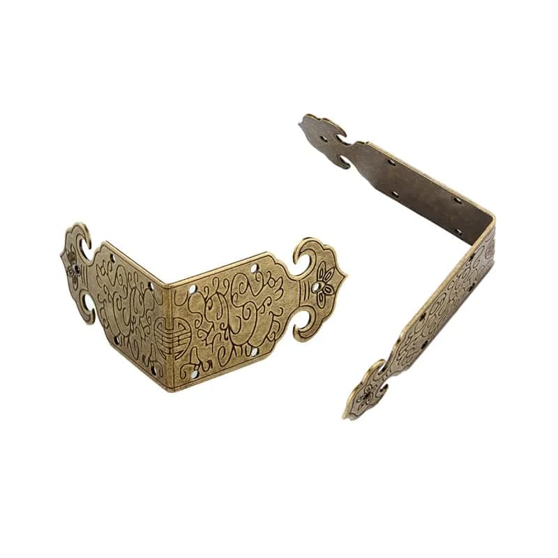 Tiazza Vintage Style Antique Brass Embossing Decorative Corner Protectors 2"x2"x1" (50x50x25mm) | Reinforce & Decorate Furniture thumbnail 3