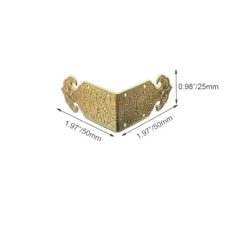 Tiazza Vintage Style Antique Brass Embossing Decorative Corner Protectors 2"x2"x1" (50x50x25mm) | Reinforce & Decorate Furniture thumbnail 4