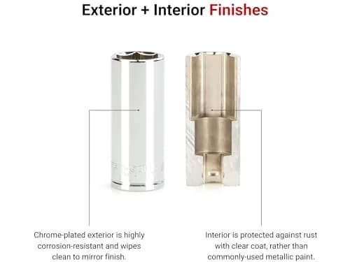 TEKTON 3/8 Inch Drive x 5/16 Inch 6-Point Socket | Chrome Plated Steel, Deep Finish, Exact Fit for Hex Fasteners thumbnail 2