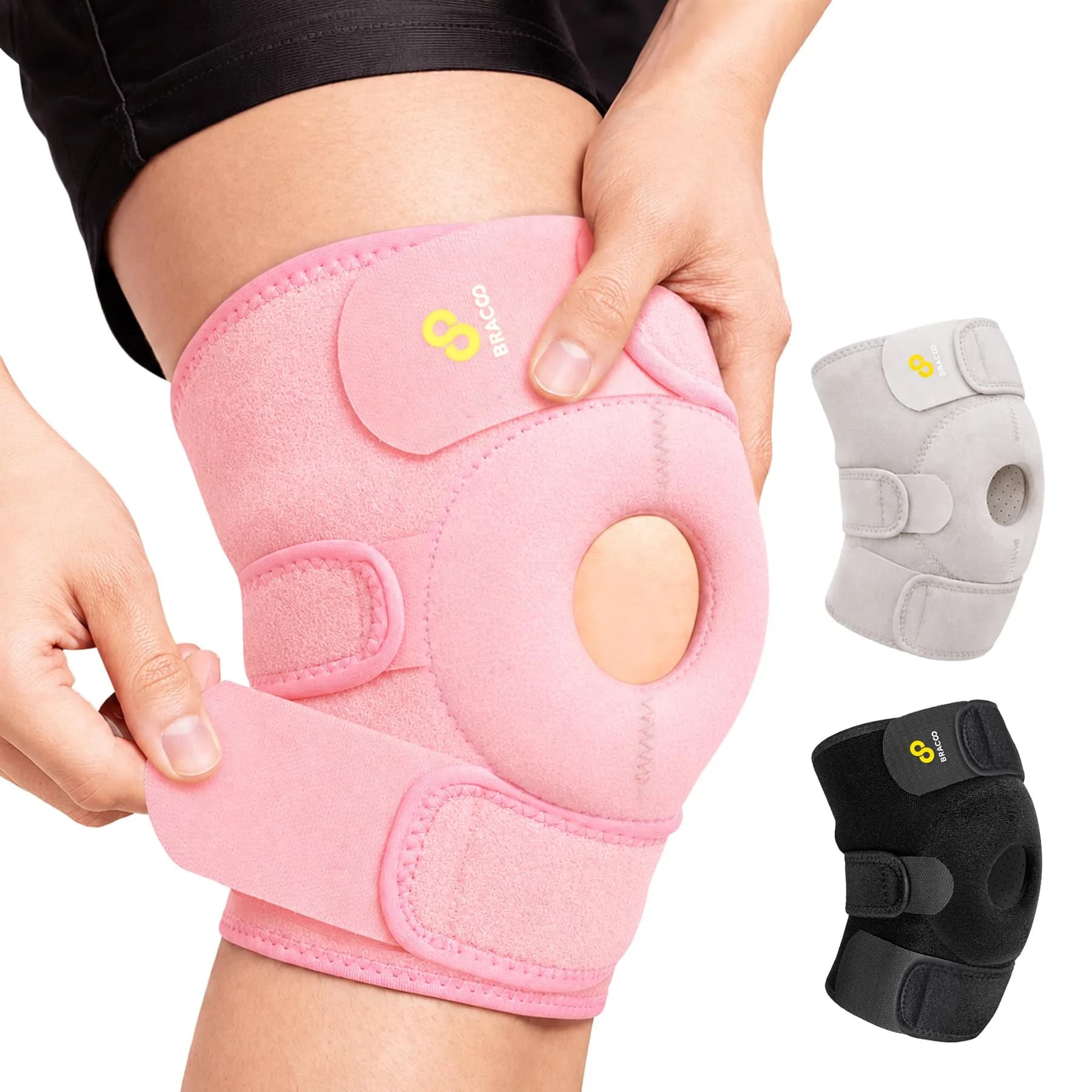 Bracoo Adjustable Knee Support Brace with Patellar Pad & Straps | 100g (3.5oz)