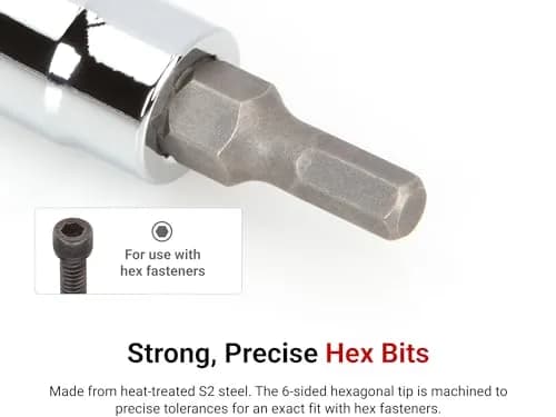 TEKTON 1/4 Inch Drive x 3/32 Inch Hex Bit Socket | Precise, Chrome-Plated, S2 Steel thumbnail 2