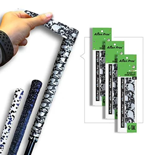 ALIEN PROS Skull Black Golf Grip Wrapping Tapes (3-Pack) 2.54 cm (1 inch) Wide | Re-grip in Under 1 Minute thumbnail 1
