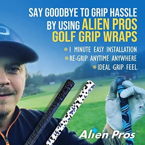 ALIEN PROS Skull Black Golf Grip Wrapping Tapes (3-Pack) 2.54 cm (1 inch) Wide | Re-grip in Under 1 Minute thumbnail 3