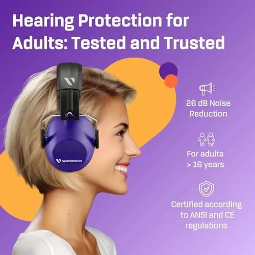 Vanderfields Kids Noise Canceling Headphones - 231g (8.15 oz) - Purple Power | ANSI & CE Certified Noise Reduction Earmuffs thumbnail 2