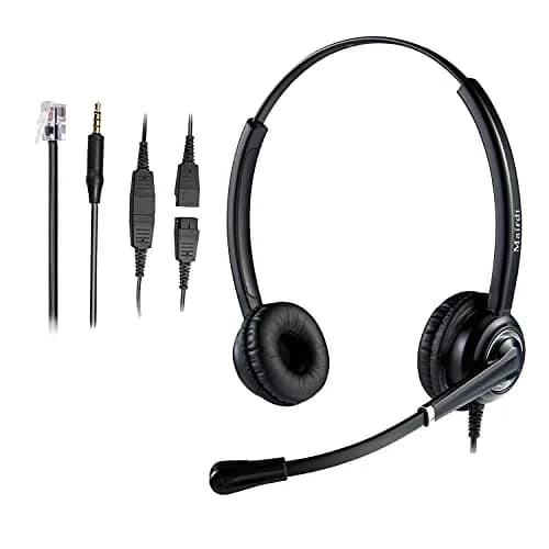 MAIRDI Telephone Headset with RJ9 & 3.5mm Jack | Noise Canceling Mic for Call Centers & Office thumbnail 1