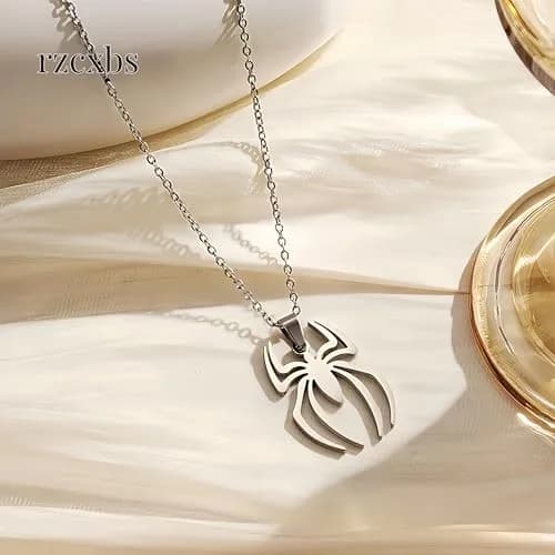 RZCXBS Spider Pendant Necklace for Men and Women Stainless Steel Silver Chain 50cm (19.7in) thumbnail 2