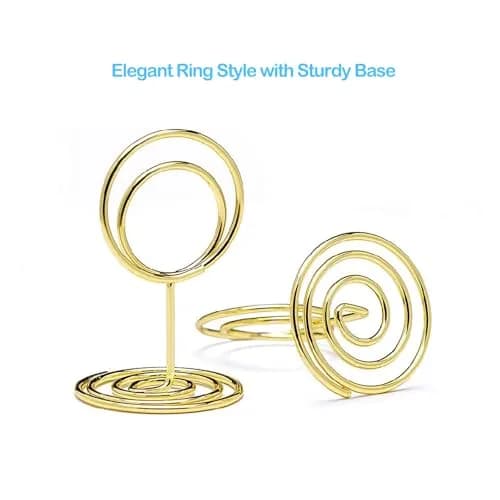 Jofefe Gold Mini Place Card Holders with Ring Design, 5cm (2 inch) Height, 20 Count | Elegant Table Number Stands for Weddings & Events thumbnail 4