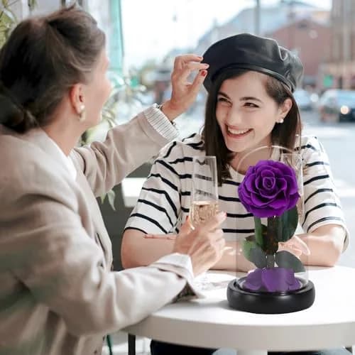 SW Preserved Real Rose Flower in Glass Dome | Romantic Gift for Women in Her Birthday & Anniversary thumbnail 2