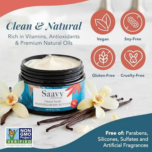 Saavy Naturals Body Scrub - Scented Sugar Vanilla Extract, Vegan Exfoliating with Vitamin E, Gentle for Sensitive Skin – Made in USA – Tahitian Vanilla (1 Pack) - 12 oz thumbnail 5