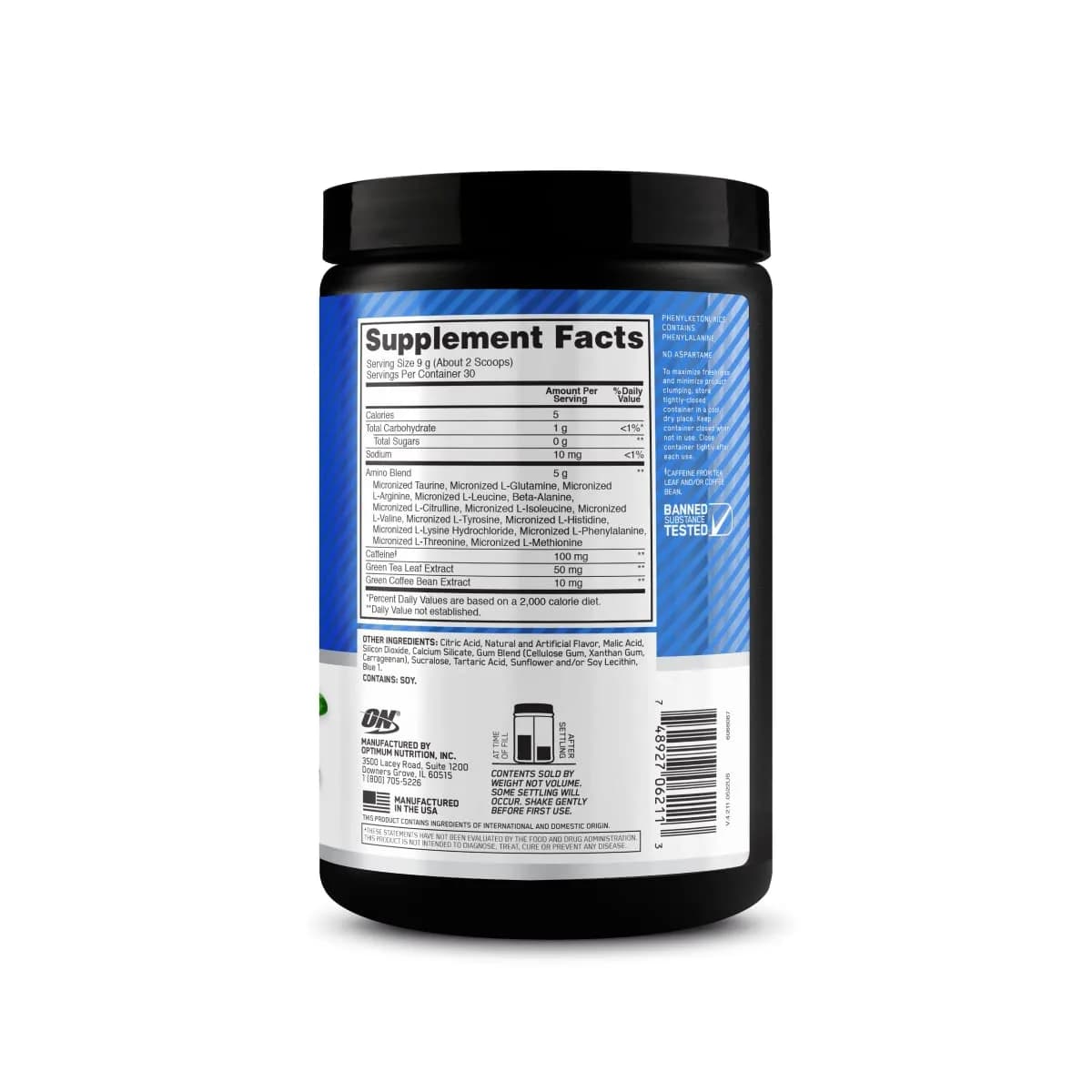 Optimum Nutrition Amino Energy Blueberry Lemonade 9.5oz | USA Imported Energy & Focus Supplement thumbnail 7