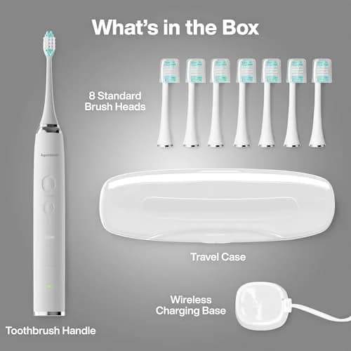 Aquasonic Vibe Series Ultra-Whitening Electric Toothbrush with 8 Brush Heads & Travel Case | ADA Accepted, 40,000 VPM, Wireless Charging thumbnail 7