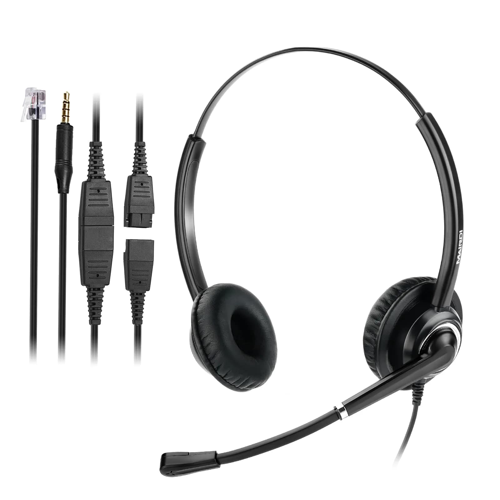 MAIRDI Telephone Headset with RJ9 & 3.5mm Jack | Noise Cancelling Mic for Cisco Phones & PCs