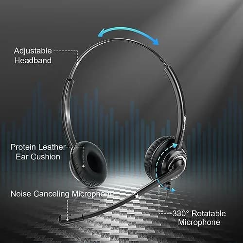 MAIRDI Telephone Headset with RJ9 & 3.5mm Jack | Noise Cancelling Mic for Cisco Phones & PCs thumbnail 6