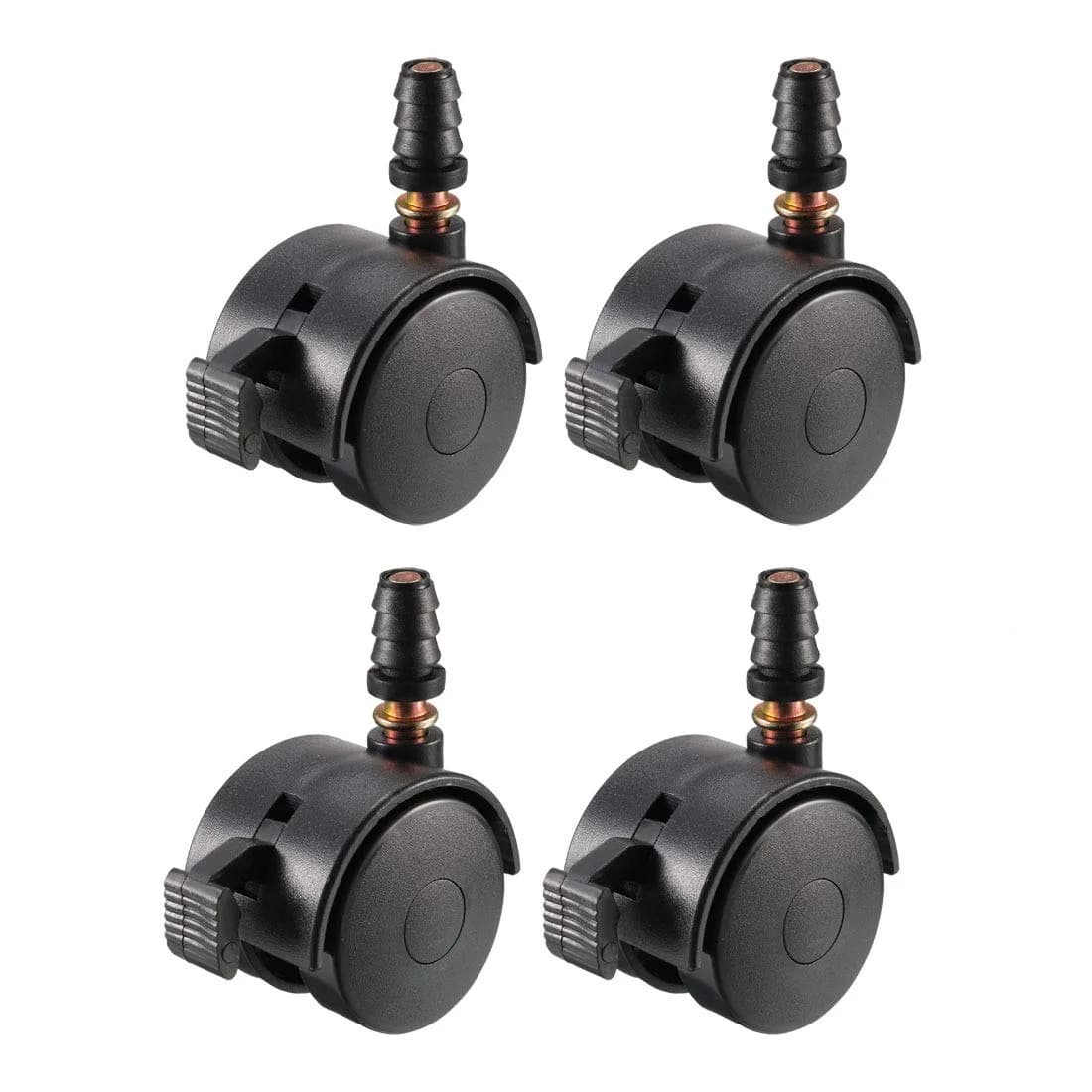 uxcell Swivel Caster Wheels with Brake & Socket 1.5 Inch (39mm) Plastic | Set of 4 - main product image
