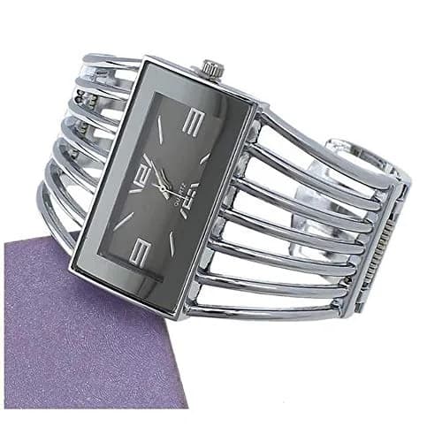 Weicam Women's Quartz Watch Silver Rectangular Dial Hollow Bracelet 38mm Case | Luxury Analog Watch for Ladies thumbnail 2