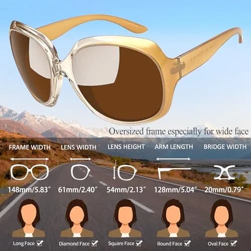 Joopin Oversized Champagne Brown Butterfly Sunglasses for Women | Polarized UV400 Protection thumbnail 3