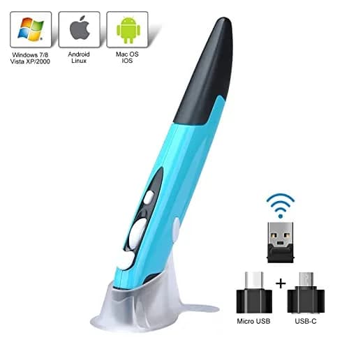 lychee Wireless Optical Pocket Pen Mouse Blue | 1600 DPI Adjustable, 2.4GHz USB Receiver, Ergonomic Design thumbnail 4