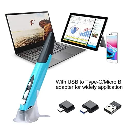 lychee Wireless Optical Pocket Pen Mouse Blue | 1600 DPI Adjustable, 2.4GHz USB Receiver, Ergonomic Design thumbnail 3