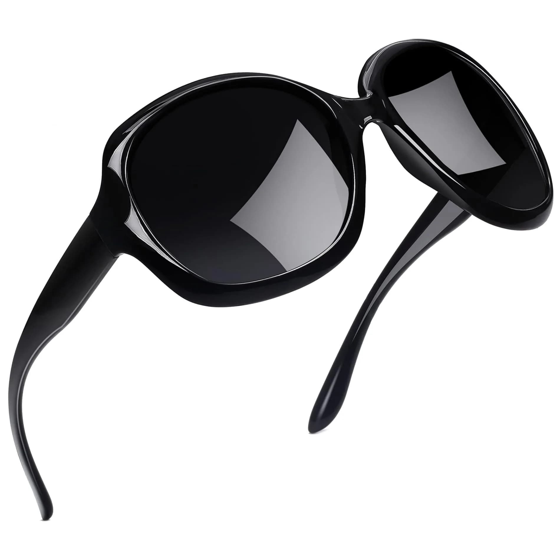 Joopin Oversized Butterfly Sunglasses - Tortoise/Brown Frame with Brown Polarized Lenses — B01-black/Black