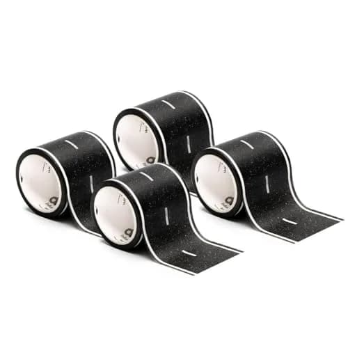 PlayTape Road Tape for Toy Cars - 4-Pack Asphalt Road (120 ft total) | Sticks to Flat Surfaces, No Residue thumbnail 1