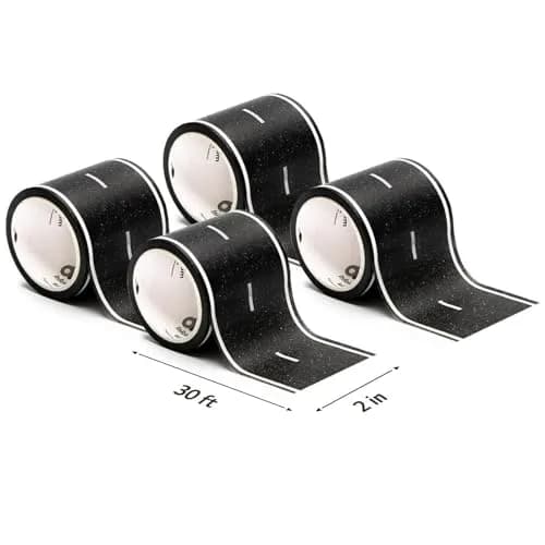 PlayTape Road Tape for Toy Cars - 4-Pack Asphalt Road (120 ft total) | Sticks to Flat Surfaces, No Residue thumbnail 2