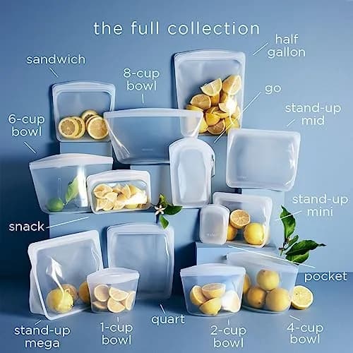 Stasher Stand-Up Mid Reusable Silicone Food Bag 1.7 L (56 oz) | Airtight & Leak-Free for Indian Kitchens thumbnail 5