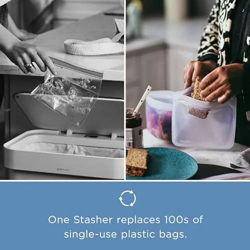 Stasher Stand-Up Mid Reusable Silicone Food Bag 1.7 L (56 oz) | Airtight & Leak-Free for Indian Kitchens thumbnail 8