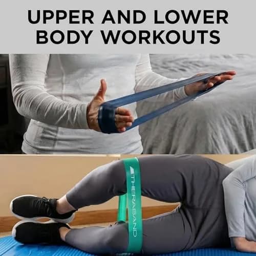 THERABAND Resistance Band Loop Set, 4-Piece, 8" x 3" | 4 Resistance Levels for Full Body Workouts thumbnail 6