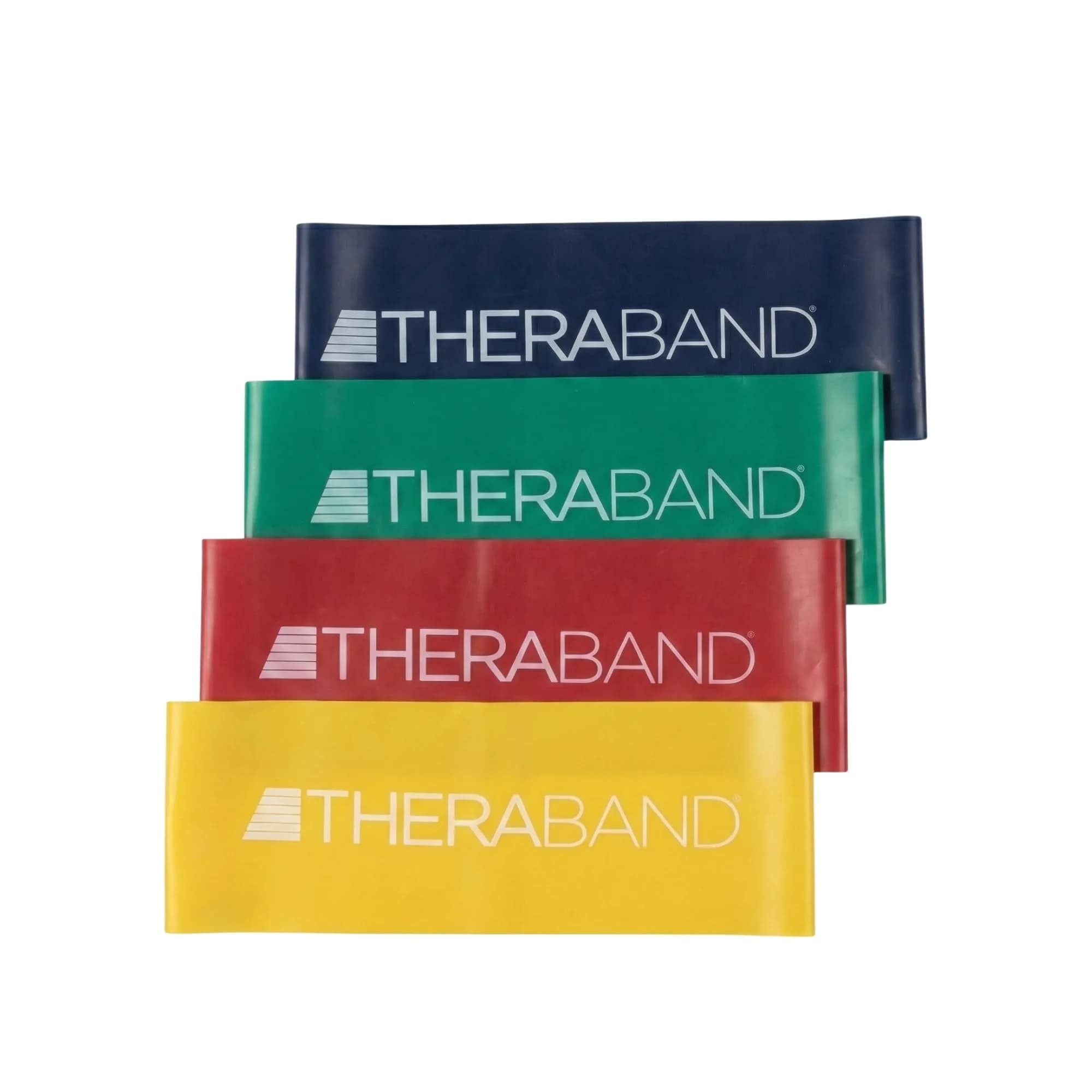 THERABAND Resistance Band Loop Set, Exercise, Workout, Physical Therapy | 4 Levels of Resistance — Yellow/Red/Green/Blue / 8 inch
