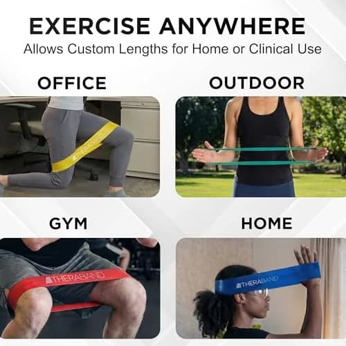 THERABAND Resistance Band Loop Set, 4-Piece, 8" x 3" | 4 Resistance Levels for Full Body Workouts thumbnail 8