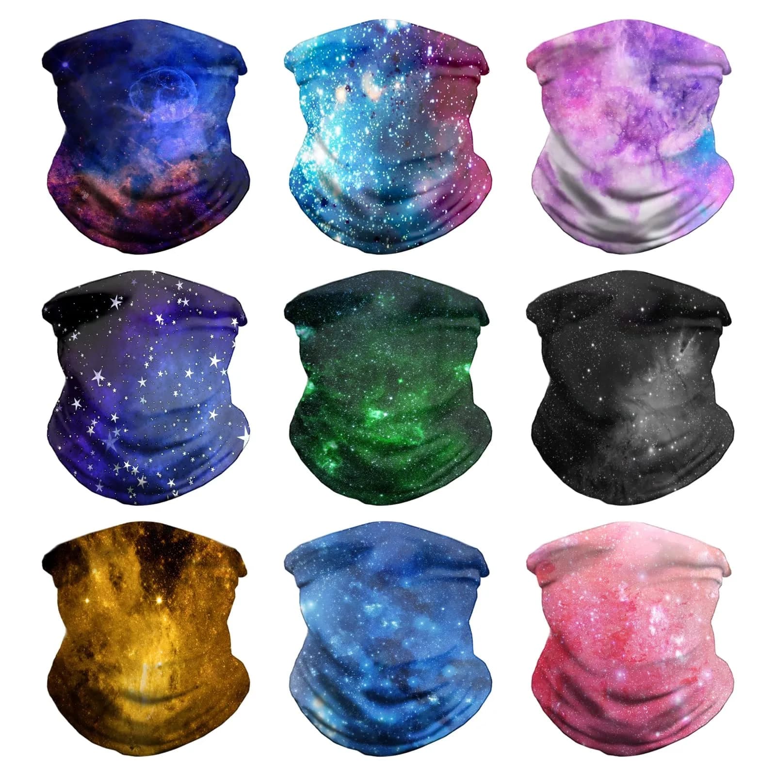 VCZUIUC Galaxy Print Headwear Bandana 9-Pack 24cm x 48cm (9.7"x19.5") | Multi-functional Head Wrap for Sports & Outdoors — 9pcs-galaxy