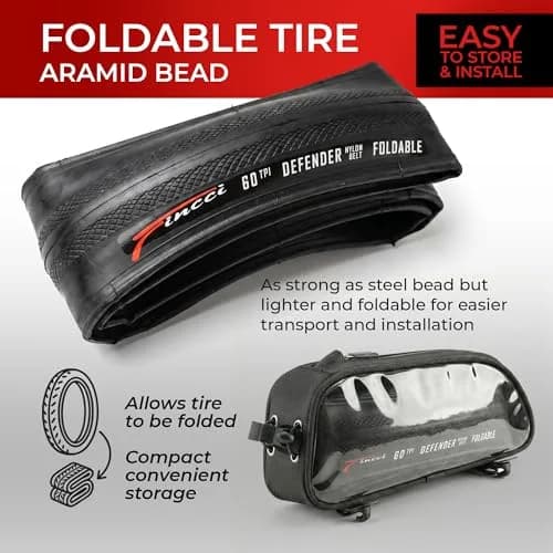 Fincci 700x28c Road Bike Tires | Foldable Tyres with 1mm Anti Puncture for Cycling thumbnail 6