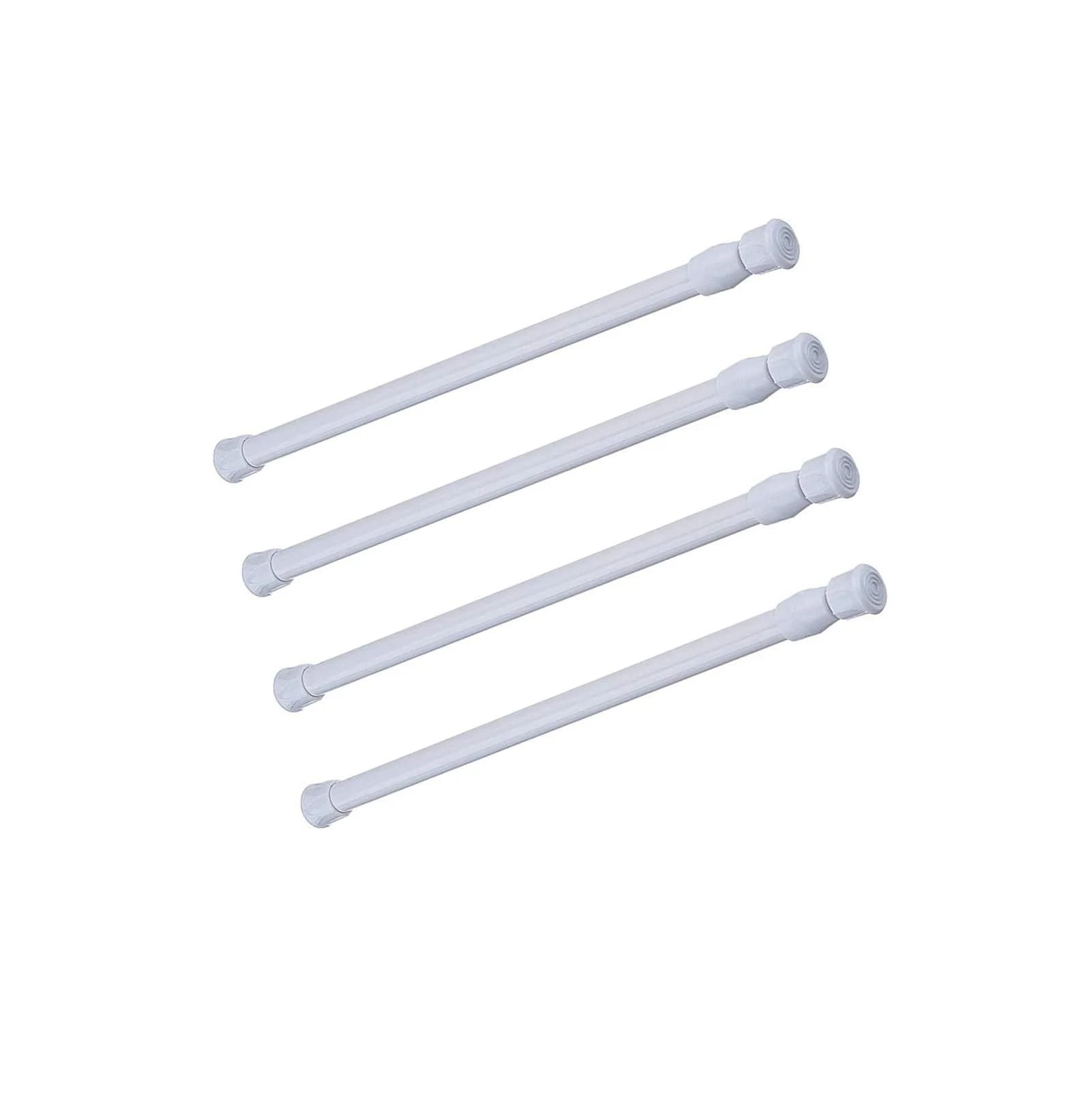 qinnsou Spring Tension Curtain Rod 4 Pack 60-110cm (23.6-43.3 Inches) | Rust-Proof Metal for Bathrooms & Closets