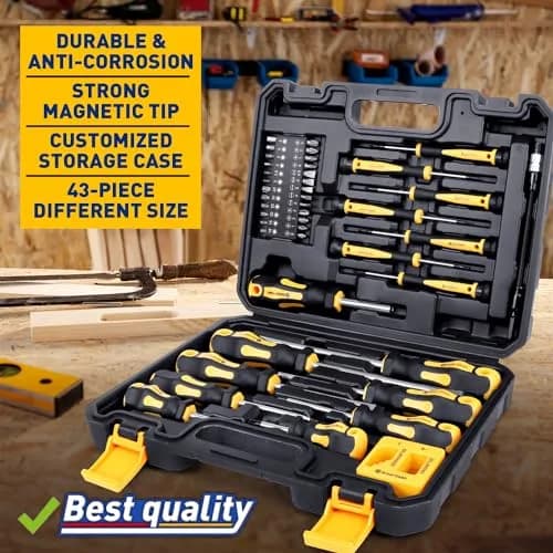 Amartisan Magnetic Screwdriver Set with Case, 43-Piece Set | Precision, Phillips, Slotted, Hex, Pozidriv, Torx, Magnetizer thumbnail 6